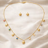 Rainbow Stone Shell Necklace with Earrings