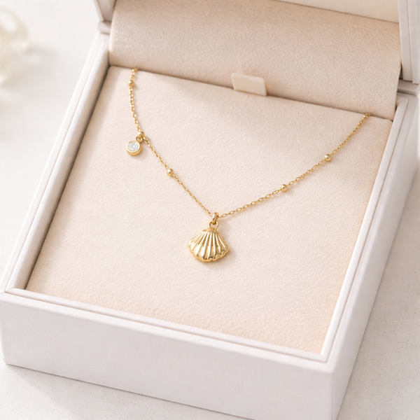 Gold Shell Stone Necklace
