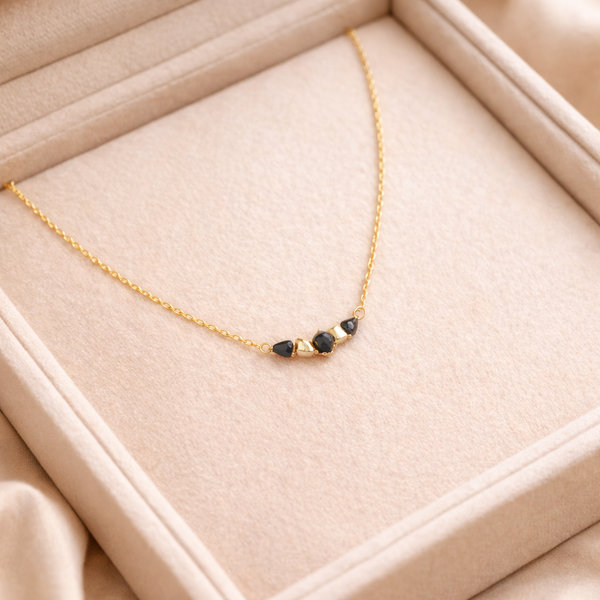 Black Gold Teardrop Cluster Necklace