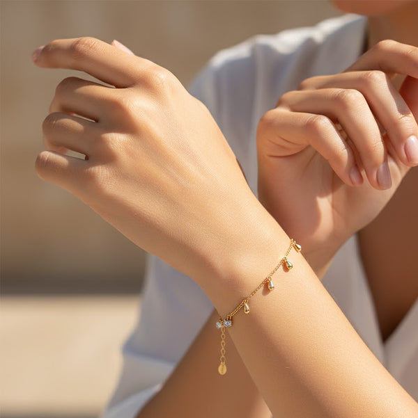 Gold Stone Charms Bracelet