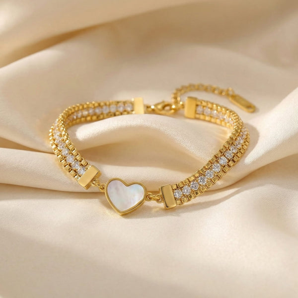 White heart tennis Bracelet