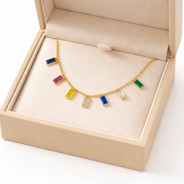Multicolour Rectangle Necklace