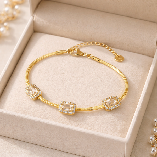 Rectangle Crystals Wiper chain Bracelet