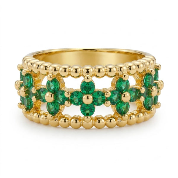 Emerald Clove Halo Ring