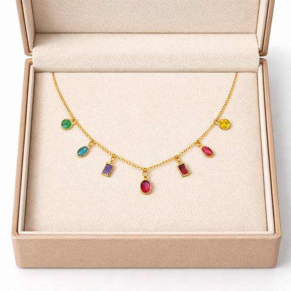 Rainbow Multi Crystal Necklace