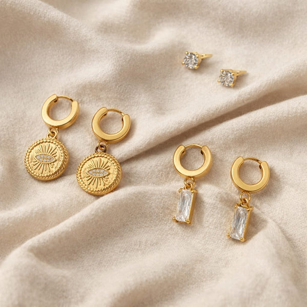 Vintage Rectangle Crystal Earring Set