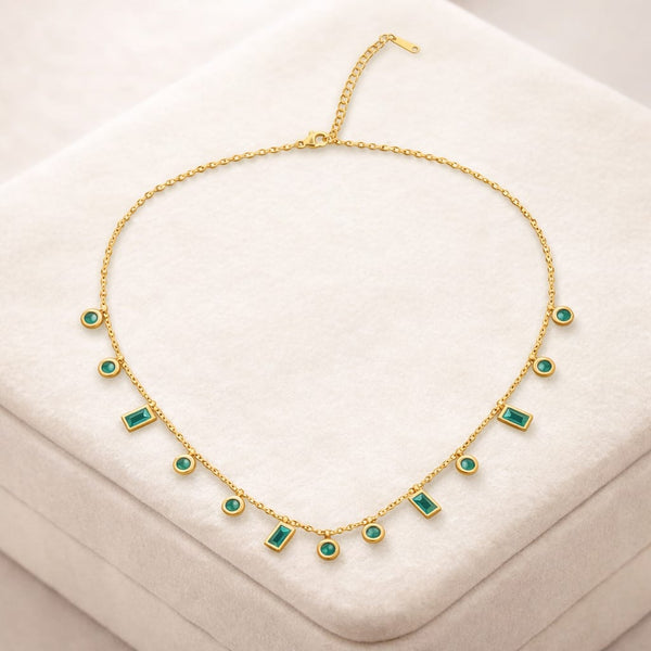 Emerald Circle Stone Necklace