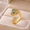 Emerald Eye Leopard Studded Ring