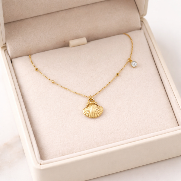 Gold Shell Pearl Necklace