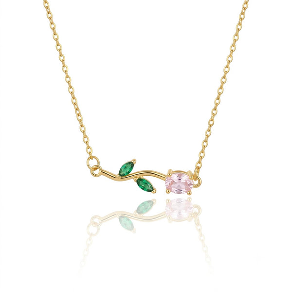 Dainty Pink Tulip Necklace