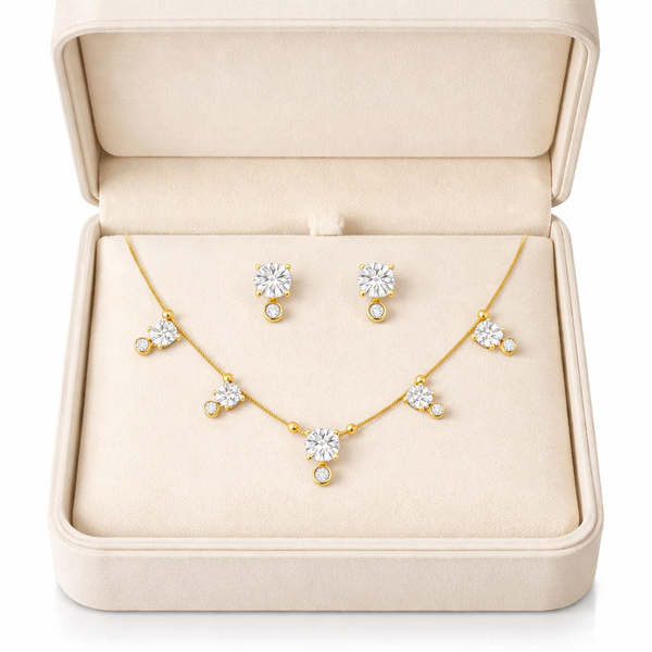 Radiant Circle Charm Necklace with Earrings