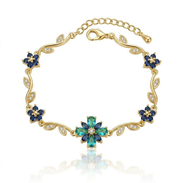 Sapphire Crystal Flower Bracelet