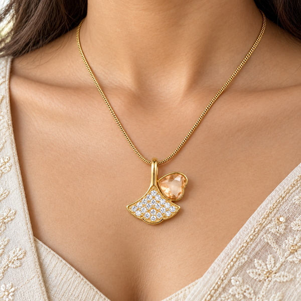 Studded Fin Heart Necklace