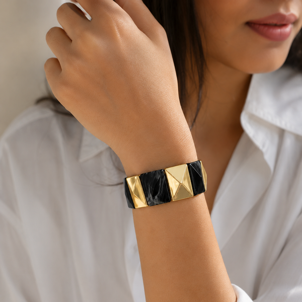 Marble Pattern Acrylic Bangle - Black