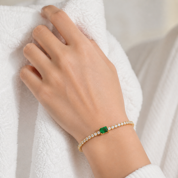 Emerald Rectangular Charm Nene Tennis Bracelet