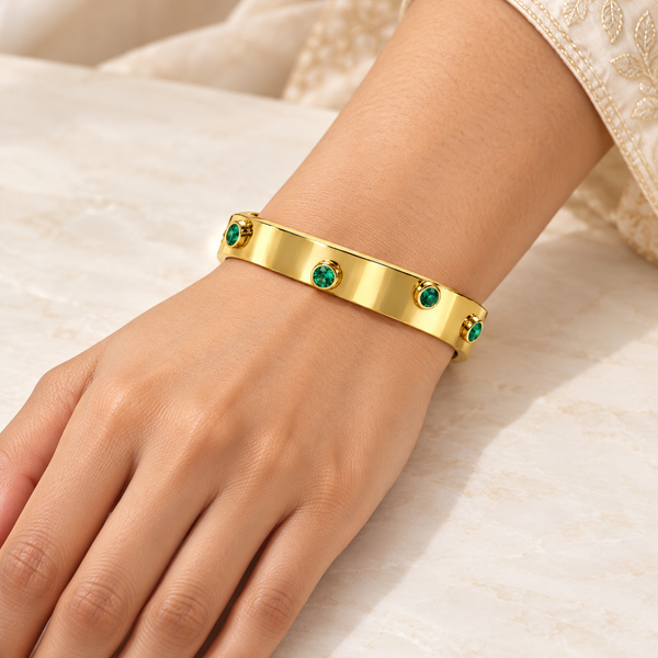 Emerald Crystal Broad Bracelet