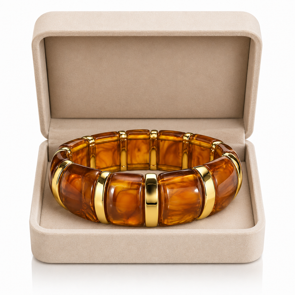Resin Tube Stretchable Bracelet - Dark Brown