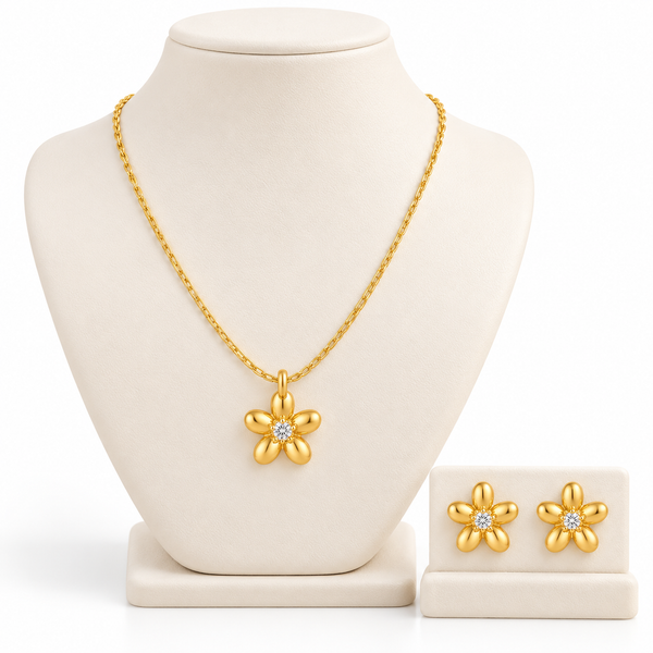 Flower Necklace with Earrings