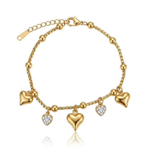 Heart Charm Ball Chain Bracelet