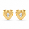 Solitaire Gold Heart Earrings