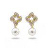 Geometric square pearl earrings