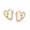 Hollow Pearl Crystal Hear Earring