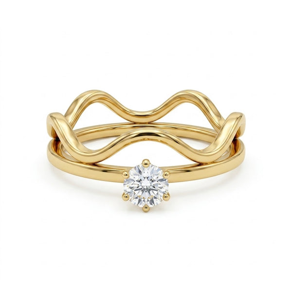 Dual Wave Ring Set