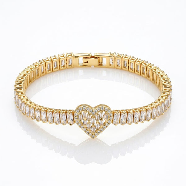 Crystal Heart Baguette Bracelet