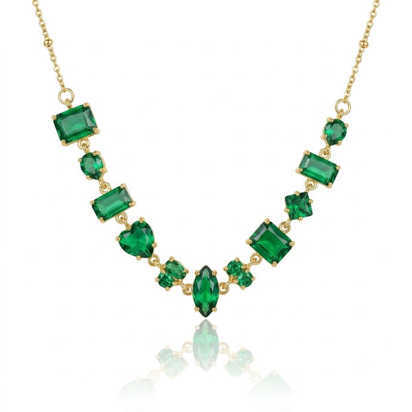 Stone Stud Emerald Necklace