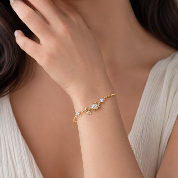 Moon Tulip Crystal Adjustable Bracelet