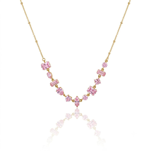 Stone Stud Pink Necklace