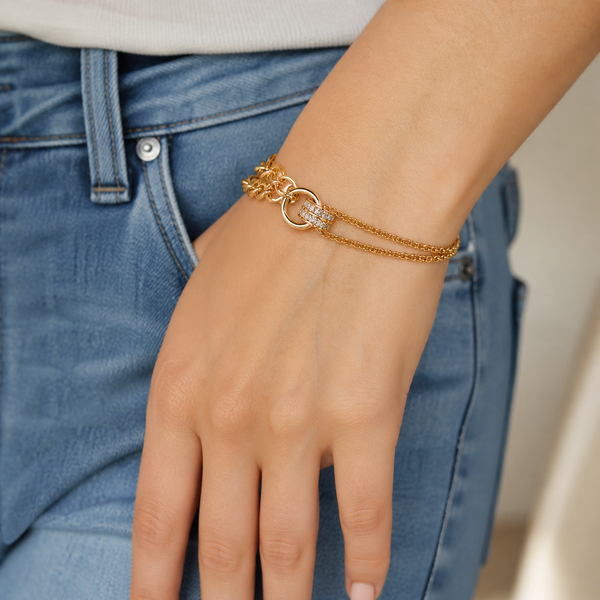 Interlinked Studded Chain Bracelet