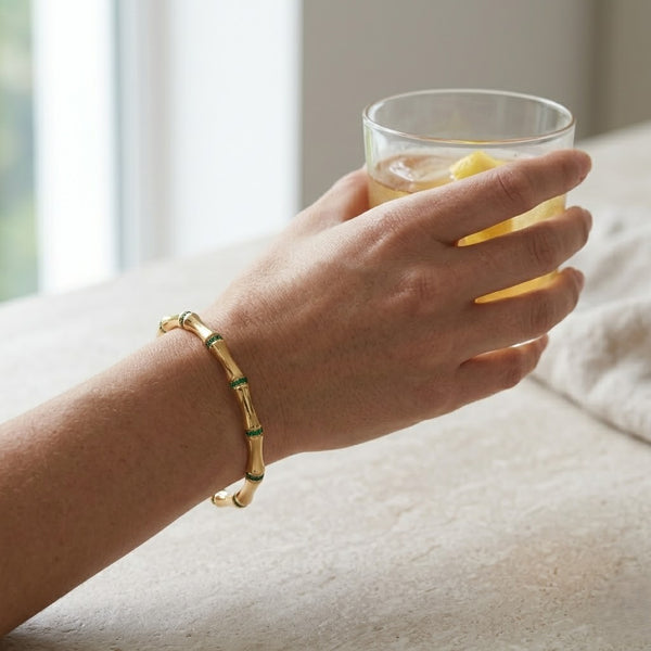 Emerald Line Bamboo Bracelet