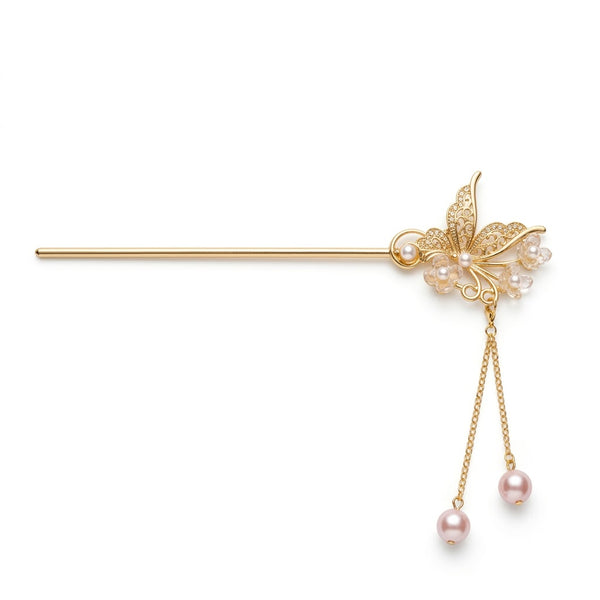 Butterfly Moonlit Garden Hair Stick worn on model – styled for women