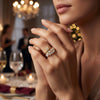 Leaf Cluster Studded Ring