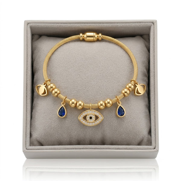 Evil Eye Dangle Charm Bracelet