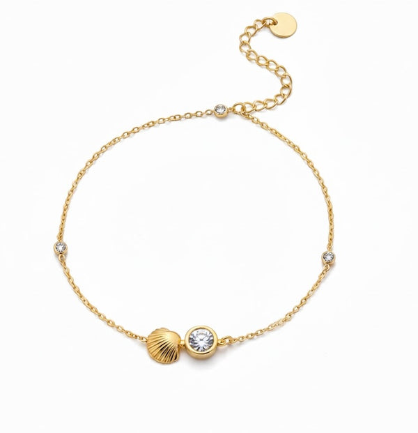 Gold oyster crystal Chain Bracelet