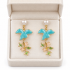 Pearl Floral Blue Earrings