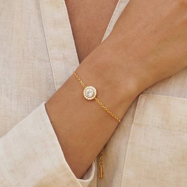 Solitaire Diamond Circle Bracelet, Necklace and Earrings Set