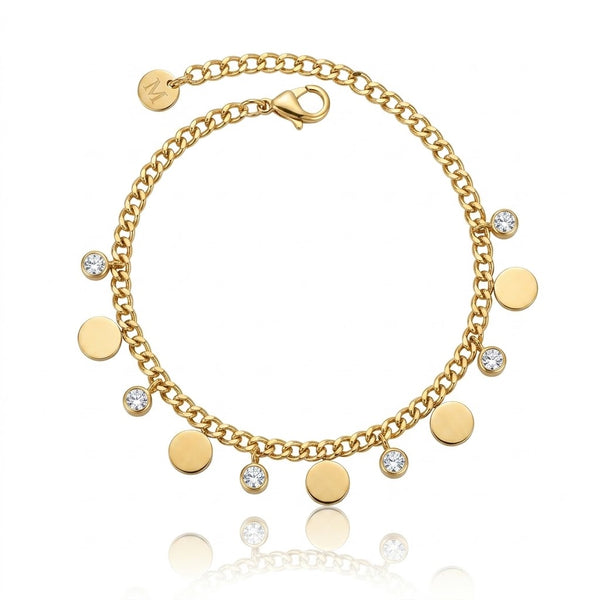 Dainty Crystal Coin Bracelet
