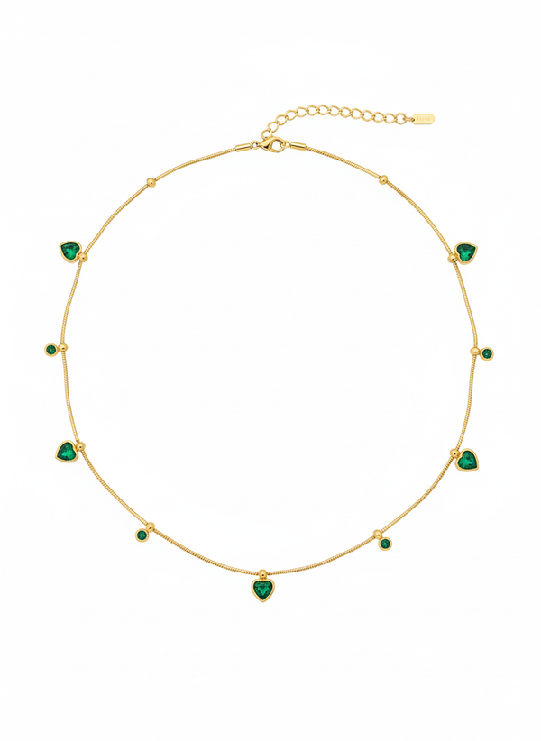 Dangle Motif Emerald Necklace