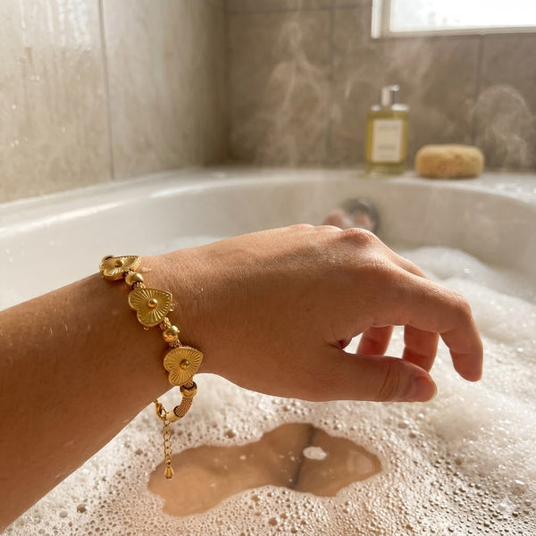 Gold Heart Snake Chain Bracelet