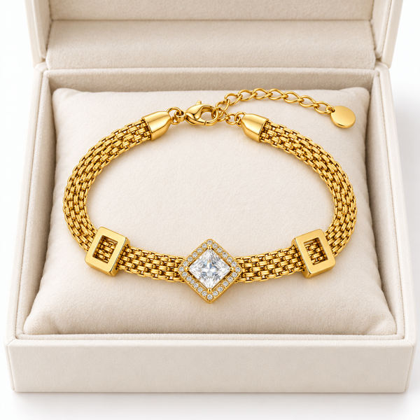 Rectangular Crystal Mesh Bracelet