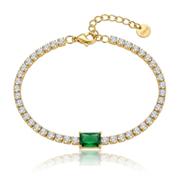 Emerald Rectangular Charm Nene Tennis Bracelet