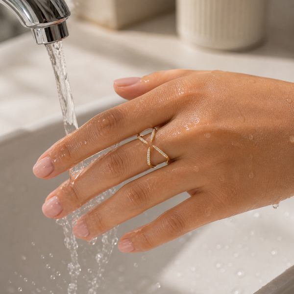 Studded Cross Adjustable Ring