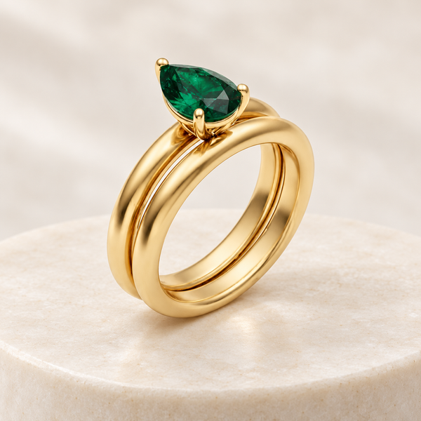 Emerald Pear Cut Ring