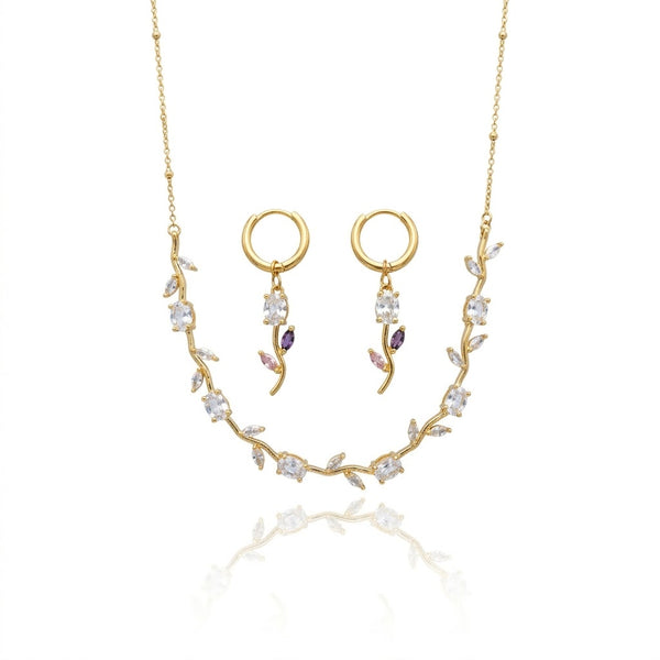 Crystal Tulip Necklace with Earrings