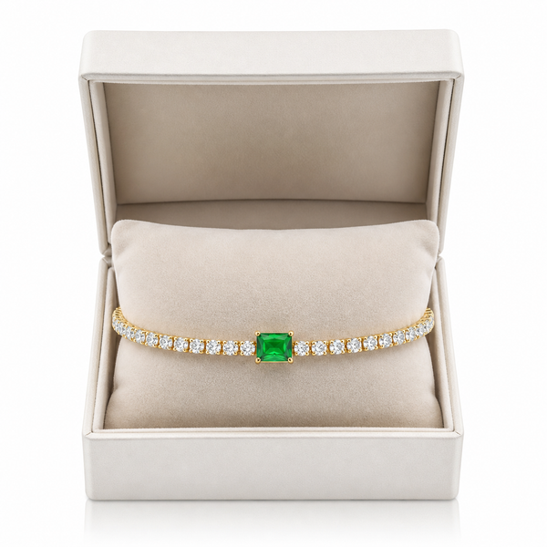 Emerald Rectangular Charm Nene Tennis Bracelet