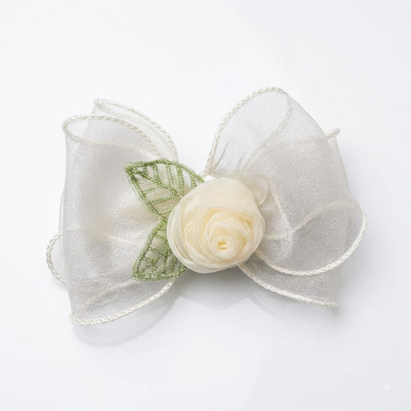 Rose Organza Bow Hair Clip