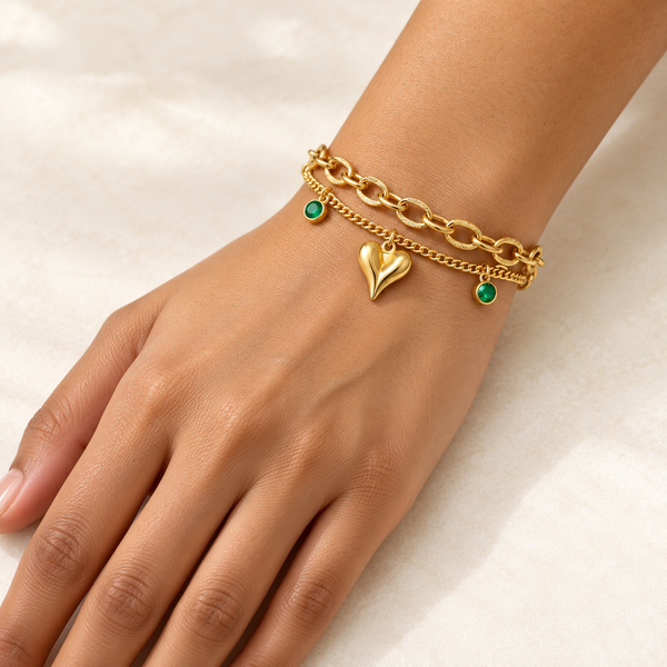 Dual Layer Heart Link Bracelet